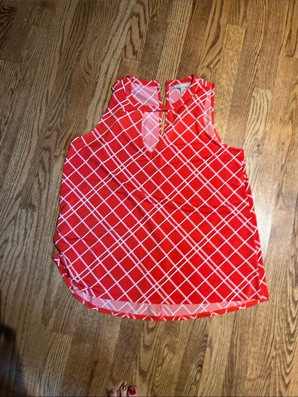 Banana Republic Red Plaid Sleeveless Keyhole Camisole